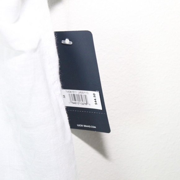 NWT Lucky Brand Short Sleeve Half Button Up Shirt White Women's Medium H13423 - Picture 4 of 10